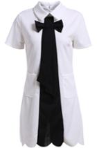 Romwe Colorblock Short Sleeve With Zipper Pocket Dress