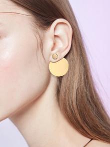 Romwe Flat Disc Design Stud Earrings