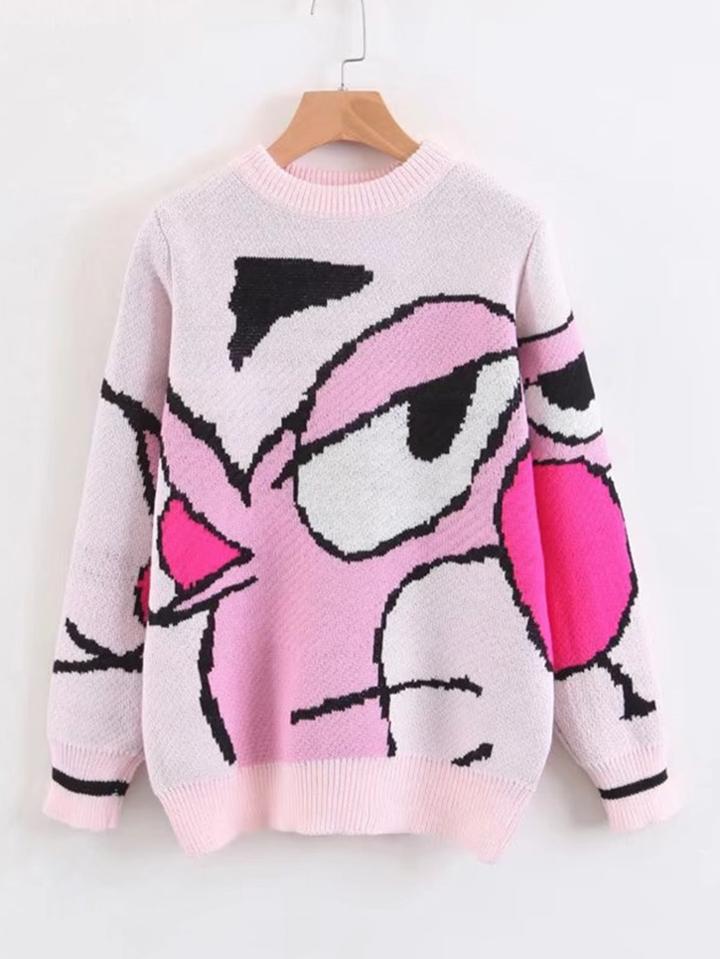 Romwe Cartoon Print Jumper Sweater