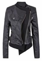 Romwe Faux Leather Zipper Embellished  Biker Jacket