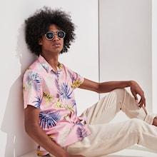 Romwe Guys Tropical Print Hawaiian Shirt