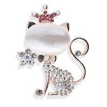 Romwe Cat With Crown Design Brooch