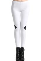 Romwe Romwe Contrasting Triangle Collage White Leggings