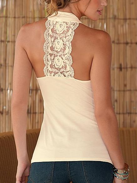 Romwe Surplice Front Lace Racerback Top