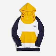 Romwe Guys Cut And Sew Drawstring Hoodie