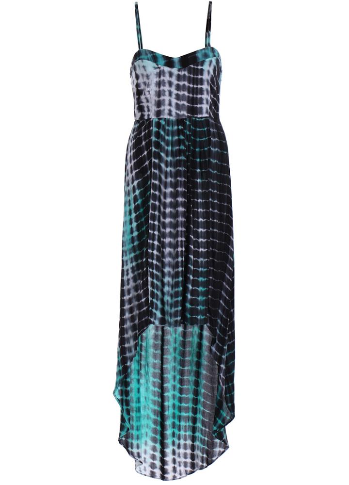 Romwe Spaghetti Strap Ombre Tie-dye High Low Dress