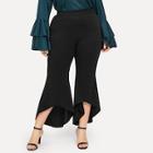 Romwe Plus Solid Flare Leg Pants