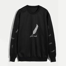 Romwe Men Feather & Letter Embroidered Sweatshirt