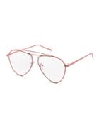 Romwe Double Top Bar Clear Lens Glasses
