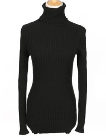 Romwe High Neck Slim Black Gold Sweater