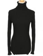 Romwe High Neck Slim Black Gold Sweater