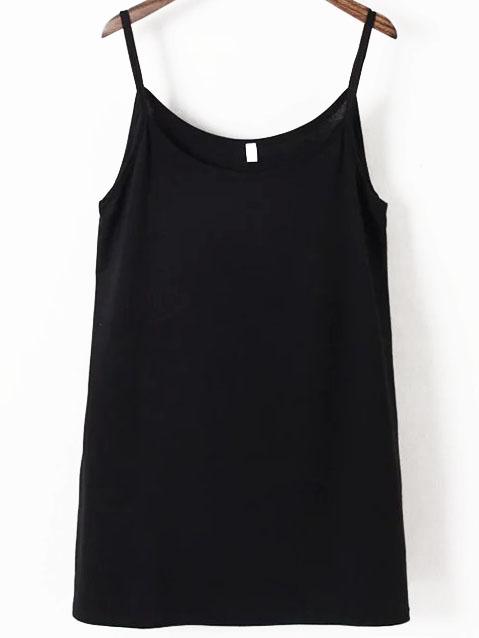 Romwe Spaghetti Strap Black Cami Dress