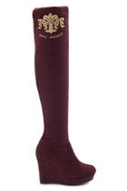 Romwe Wedge Heel Red Thigh Boots
