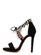 Romwe Black Peep Toe Diamond Stiletto Sandals