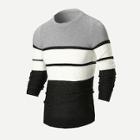 Romwe Guys Cut And Sew Panel Striped Jumper