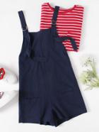 Romwe Pocket Front D-ring Adjustable Strap Overalls