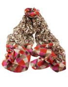 Romwe Coffee Voile Flower Printed Soft Scarf