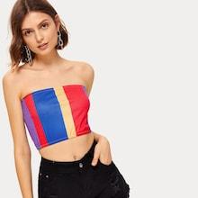Romwe Colorful Striped Crop Bandeau