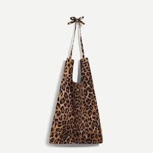 Romwe Leopard Pattern Tote Bag With Knotted Handle