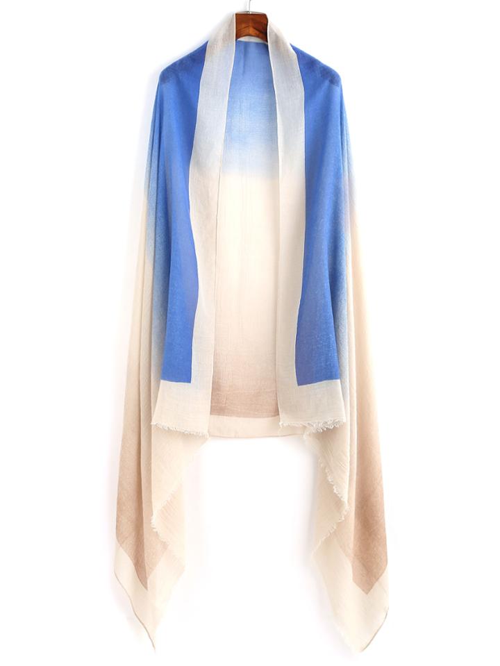 Romwe Blue Ombre Raw Edge Scarf