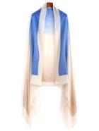 Romwe Blue Ombre Raw Edge Scarf