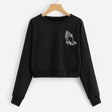 Romwe Finger Print Sweatshirt