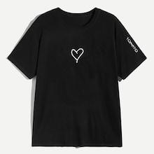 Romwe 1plus1 Guys Heart And Letter Print Tee