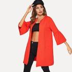 Romwe Bell Sleeve Open Placket Coat