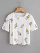 Romwe Ice Cream Print Tee