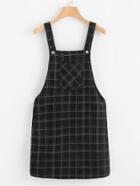 Romwe Pocket Front Plaid Overall Dress