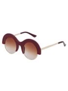 Romwe Burgundy Chunky Open Frame Retro Style Sunglasses