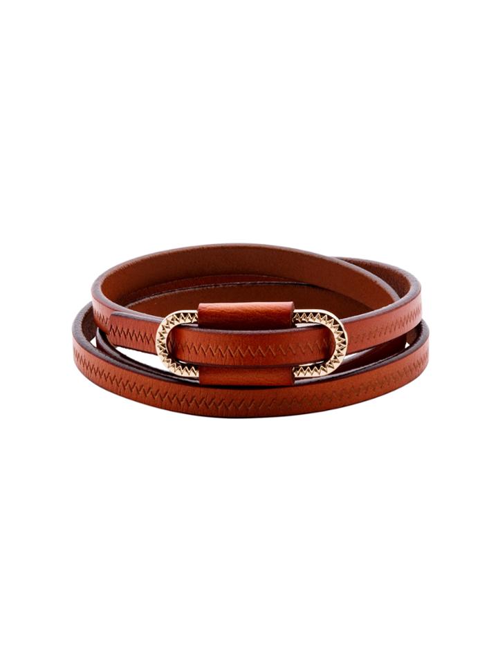 Romwe Brown Metal Buckle Skinny Belt