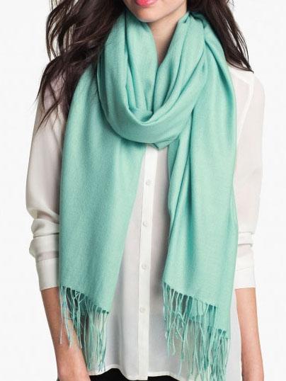 Romwe Fringe Green Scarf