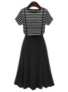 Romwe Striped Mix & Match Strappy Dress
