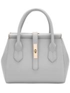 Romwe Grey Twist Lock Belt Zipper Bag