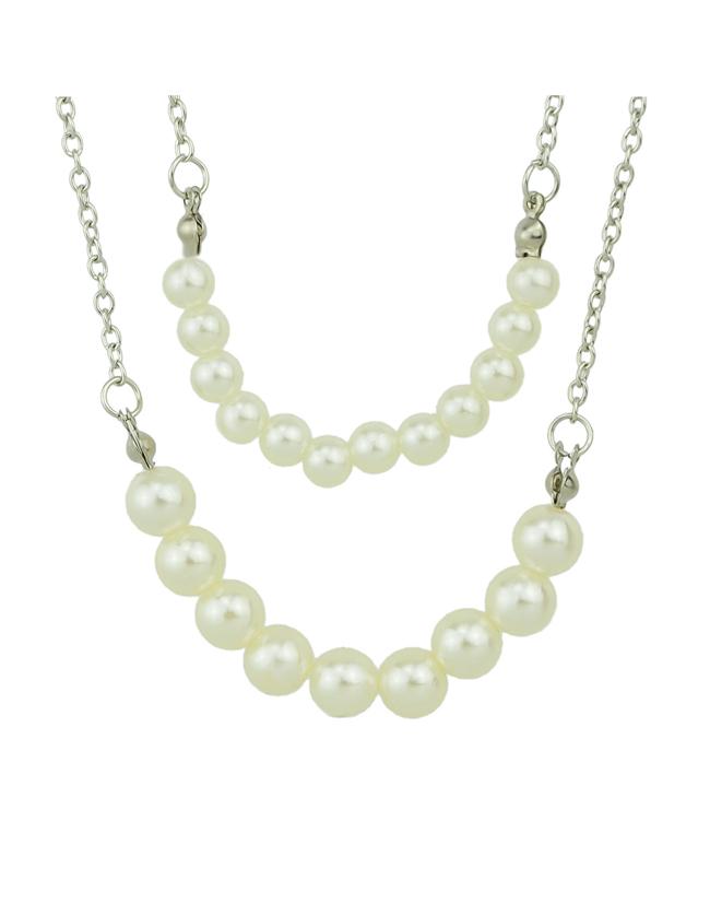 Romwe Silver Plated Multilayers Imitation Latest Design Pearl Necklace