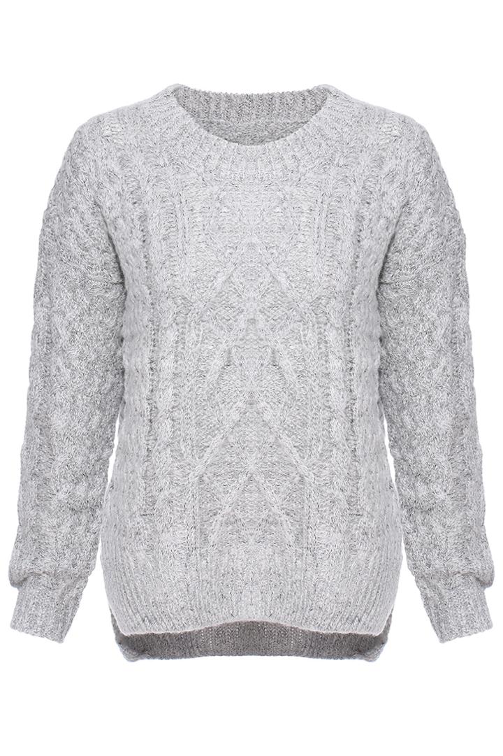 Romwe Cable Knit Jumper--grey