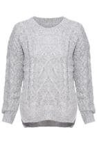 Romwe Cable Knit Jumper--grey