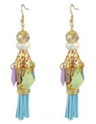 Romwe Colorful Beads Tassel Drop Earrings