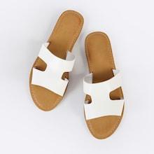 Romwe H Cutout Open Toe Slide Sandals White