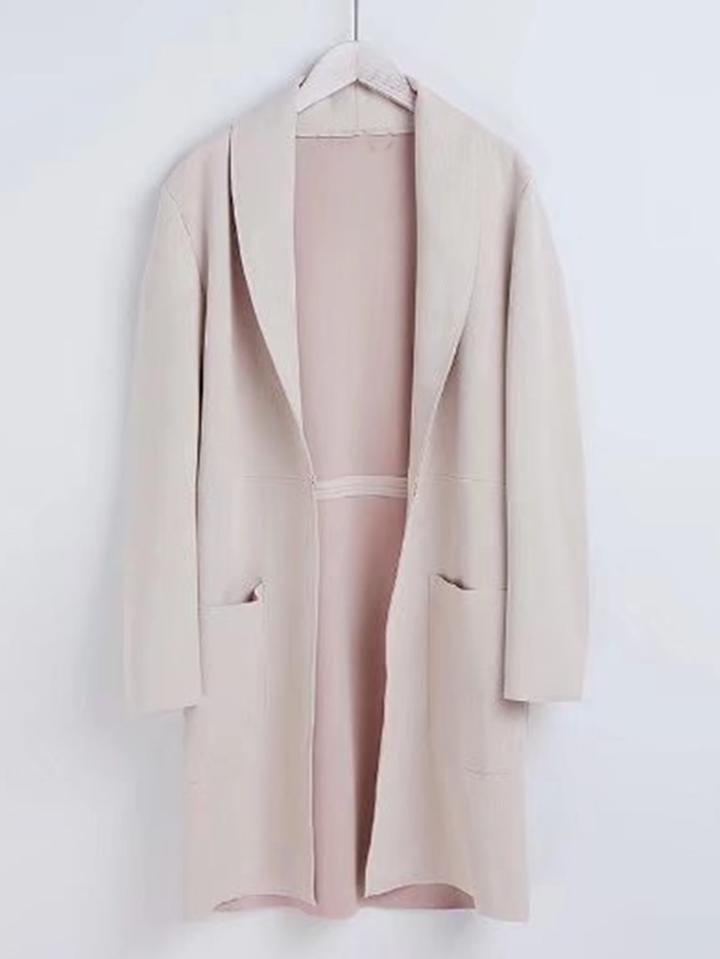 Romwe Shawl Collar Longline Coat