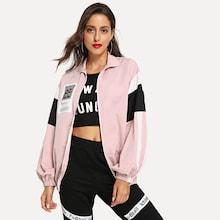 Romwe Patch Detail Cut And Sew Jacket