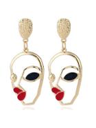 Romwe Hollow Face Design Drop Earrings