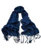 Romwe New Fashion Blue Gold Thread Soild Color Long Tassel Scarf