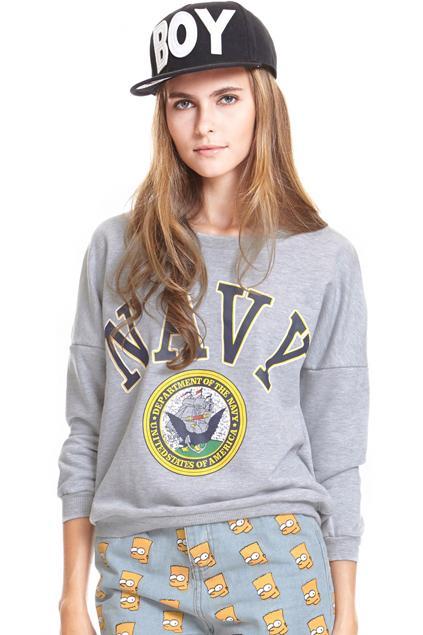 Romwe Navy Grey Pullover