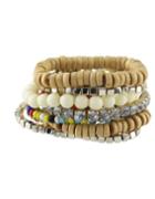 Romwe Beige Stretch Colorful Beads Bracelet And Bangle