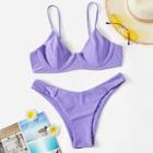 Romwe Underwire Seam Top With High Cut Bikini
