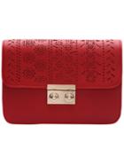 Romwe Red Metallic Embellished Pierced Bag