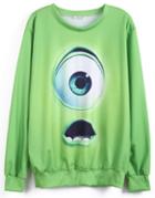 Romwe Green Monsters University Print Sweatshirt