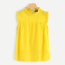 Romwe Frill Trim Smock Sun Top